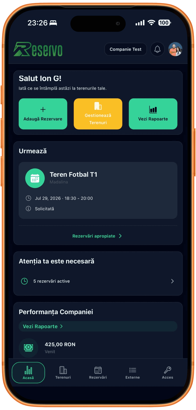 Dashboard Companie - Captură de ecran din aplicație