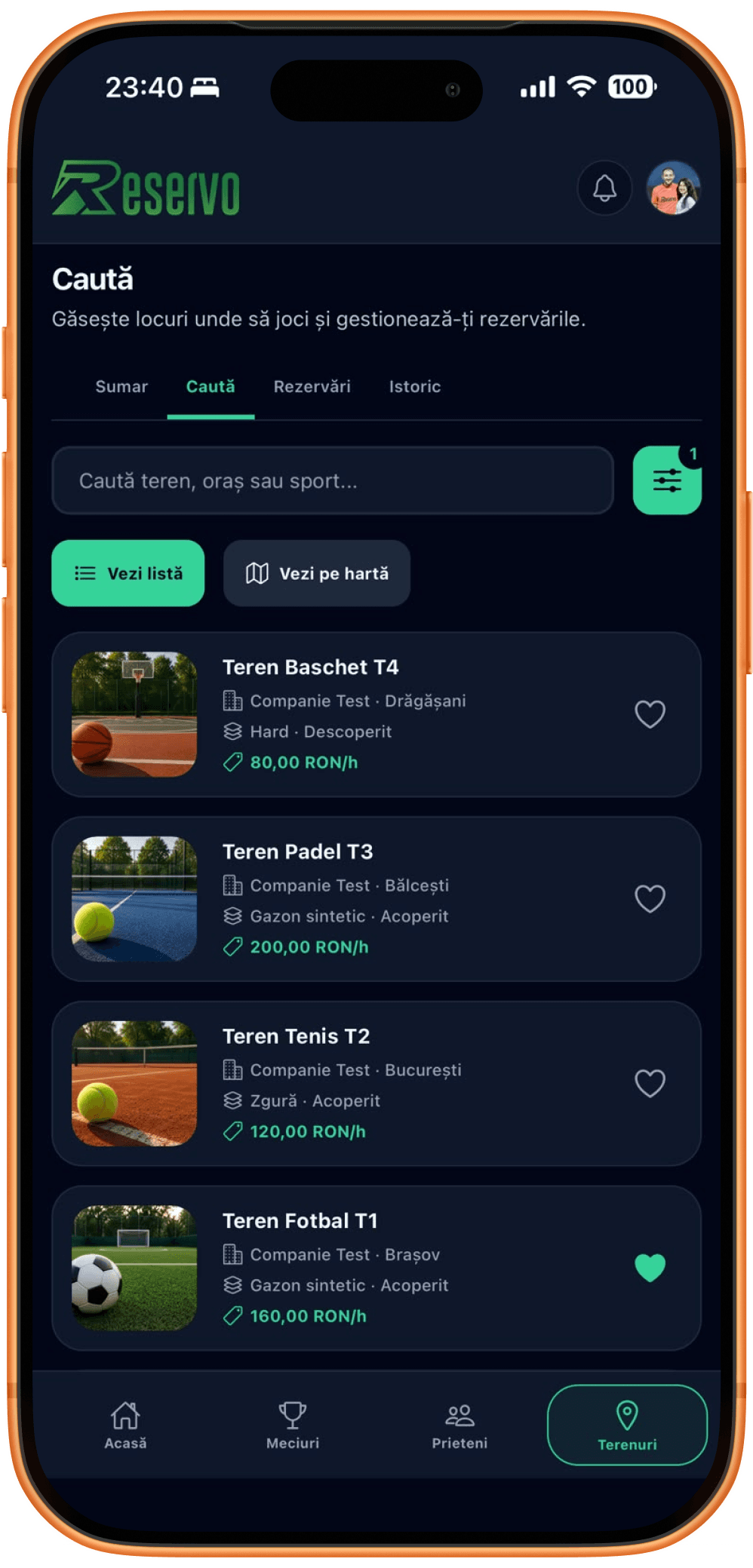 Prezentare aplicație mobilă Reservo pentru rezervări sportive
